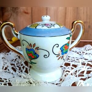 VTG Japanese Lusterware Sugar Bowl With Lid